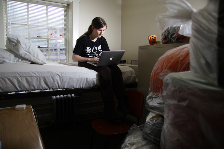 Jess Millar had to bag all of her belongings for a pesticide treatment of her sleeper unit on Nov. 23. She’s left everything bagged, to protect it until the second treatment next week.