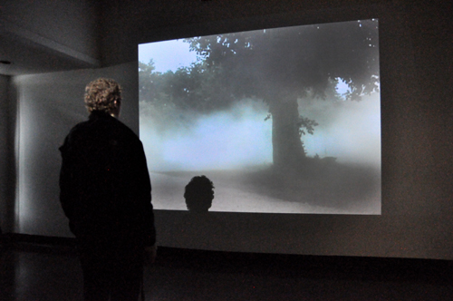 Venetian projection: Sophomore sociology major Sam Marvin watches Venice in Portland.