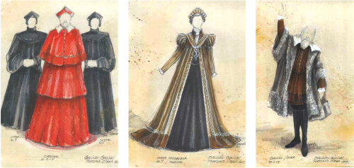 Celestial bodies: Just a few of the period-style costumes on display in Galileo Galilei.