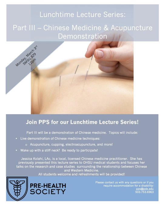 Lunchtime Lecture Series: Part III - An Acupuncture and Chinese Medicine Demonstration